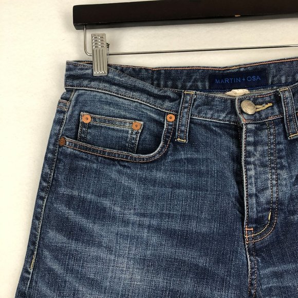 Martin + Osa Women's Size 27 Medium Wash Blue Button Fly Straight Leg Jeans - Picture 9 of 13